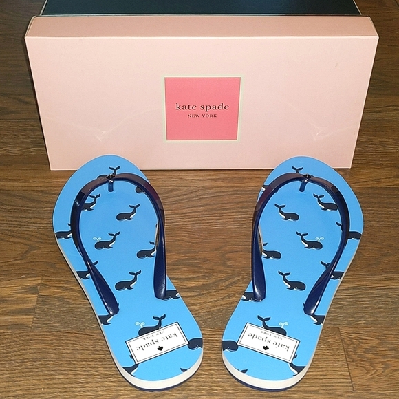 NEW Kate Spade Feldon Flip Flop in Whale Print - Picture 12 of 16
